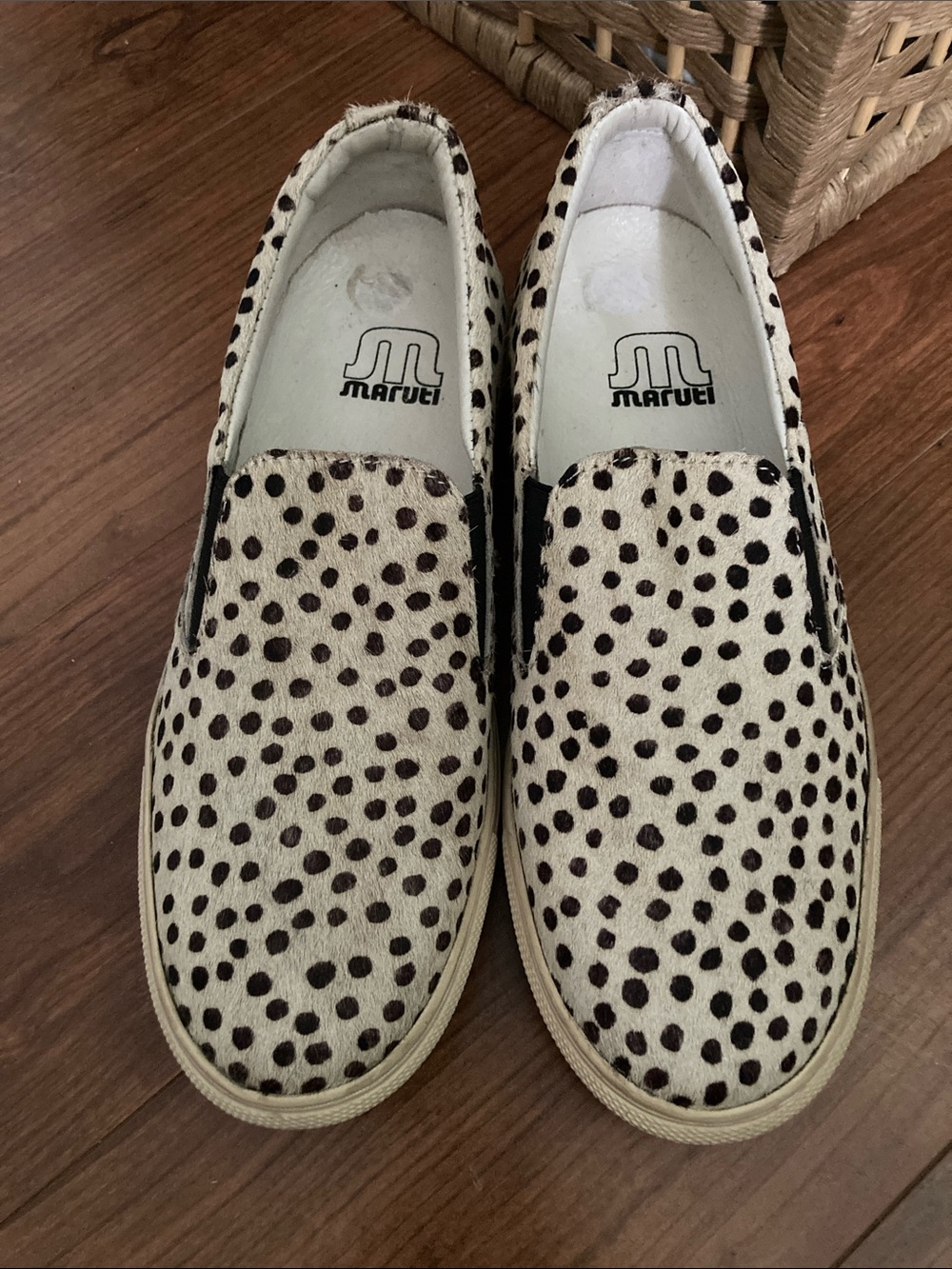 Report Cream and Black Spotted Slip-On Flats